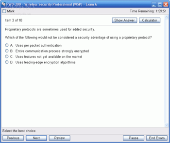 PW0-200 - Wireless Security Professional (WSP) Practice Test Questions screenshot 3