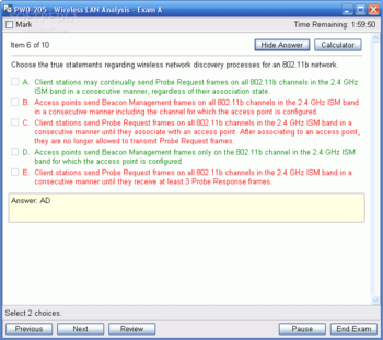 PW0-205 - Wireless LAN Analysis Practice Test Questions screenshot 3
