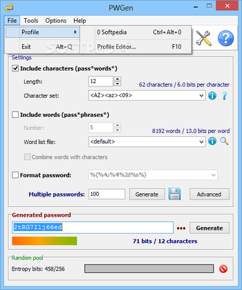 PWGen screenshot 2