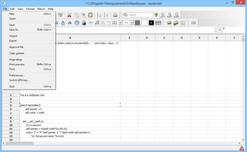 pyspread screenshot 2