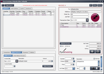 Pyxis Invoicing screenshot