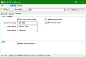 QBO2CSV screenshot 4