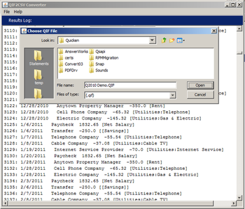 QIF2CSV Converter screenshot