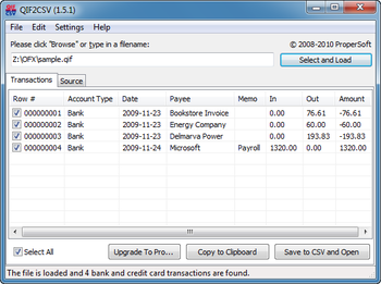 QIF2CSV Pro screenshot 2