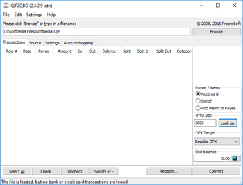 QIF2QBO screenshot
