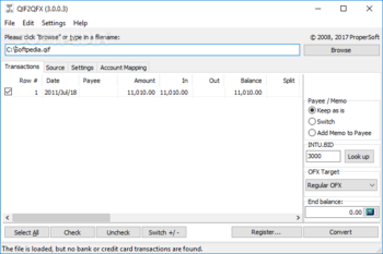 QIF2QFX screenshot