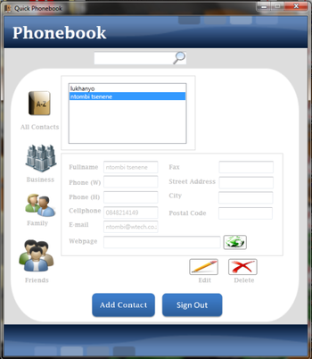 QPhonebook screenshot 3