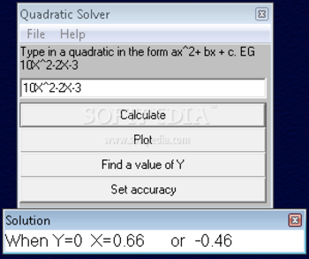 Quadratic Solver screenshot