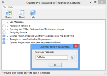 Quattro Pro Password screenshot 2