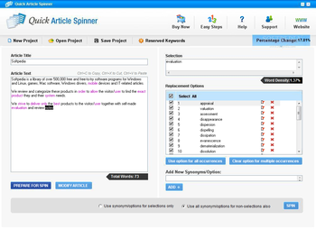 Quick Article Spinner screenshot