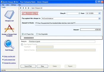 Quick Cheque Writer screenshot