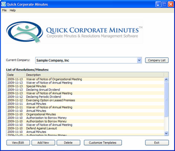 Quick Corporate Minutes screenshot