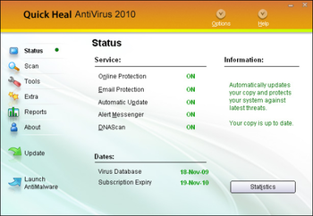 Quick Heal AntiVirus 2010 32-bit screenshot
