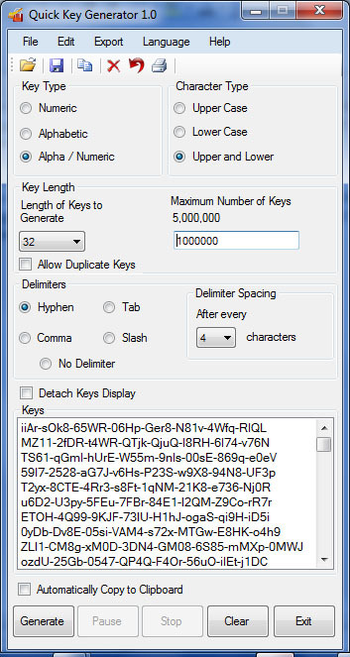 Quick Key Generator screenshot