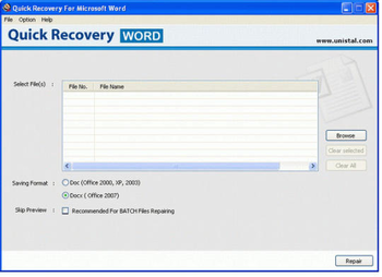 Quick Recovery for Microsoft Word screenshot