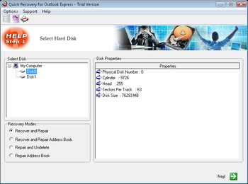 Quick Recovery for Outlook Express screenshot