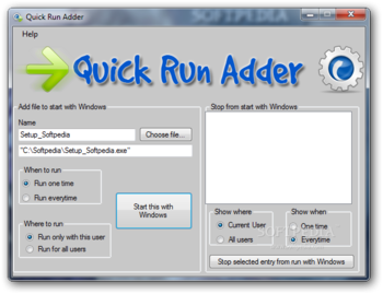 Quick Run Adder screenshot