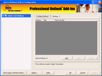 Quick Text Hotkeys for Outlook 2003/Outlook 2002/Outlook 2000 screenshot