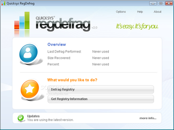 Quicksys RegDefrag screenshot