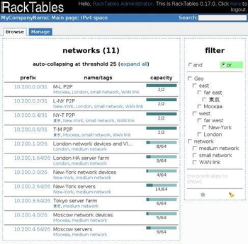 RackTables screenshot