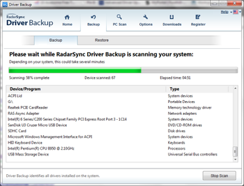 RadarSync DriverBackup 2012 screenshot