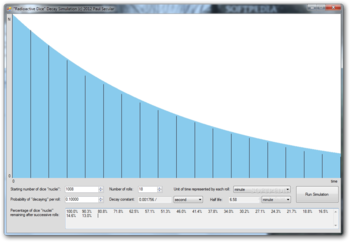 Radioactive Dice Decay Simulation screenshot