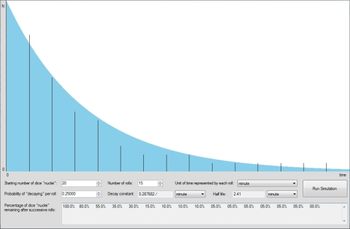 Radioactive Dice Decay Simulation screenshot