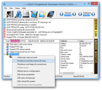 RaidenFTPD screenshot