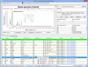 Raman Data Search and Storage screenshot