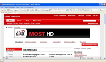 RambosValleySports.com Web Browser Football Edition Beta 1.0 screenshot