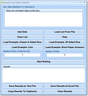 Random Dice Roller Software screenshot