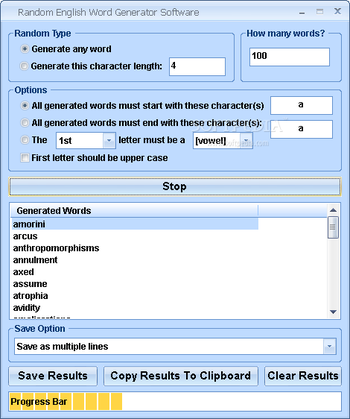 Random English Word Generator Software screenshot