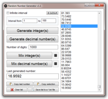 Random Number Generator screenshot