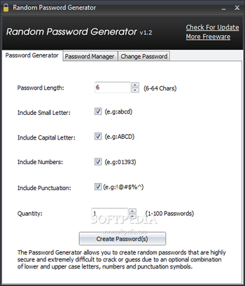 Random Password Generator screenshot