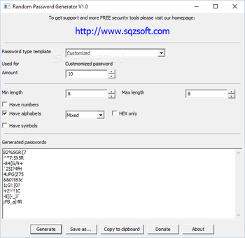 Random Password Generator screenshot