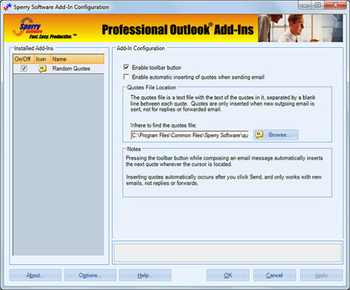 Random Quotes Insert for Outlook 2007/Outlook 2010  screenshot