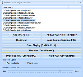 Random WAV Player Software screenshot