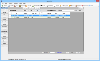 Rapid CRM screenshot
