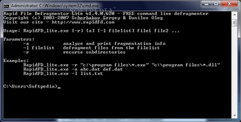 Rapid File Defragmentor Lite screenshot