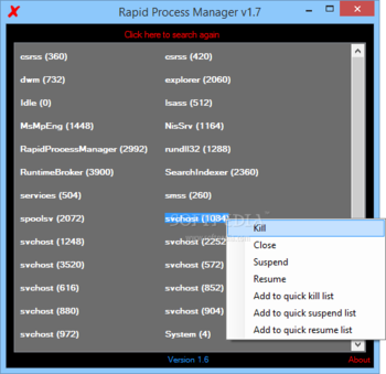 Rapid Process Manager screenshot