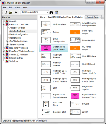 RapidSTM32 Blockset screenshot