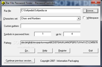 RAR Password Finder screenshot
