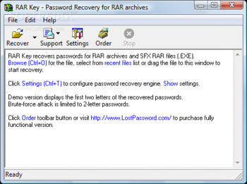 Rar Password Recovery Key screenshot