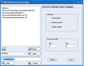RAR Password Recovery Magic screenshot