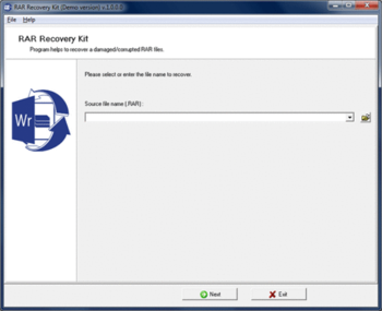 RAR Recovery Kit screenshot