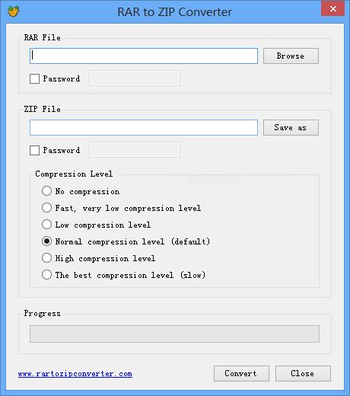 RAR to ZIP Converter screenshot