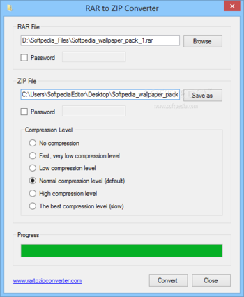 RAR to ZIP Converter screenshot