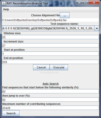 RAT:Recombination Analysis Tool screenshot