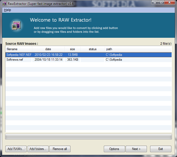 RawExtractor screenshot