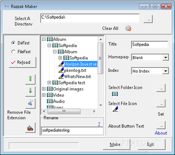 Razzak compressed HTML file maker and viewer screenshot